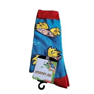 Nickelodeon Hey Arnold Crew Tube Socks- New, With Tags Blue Size 10-13